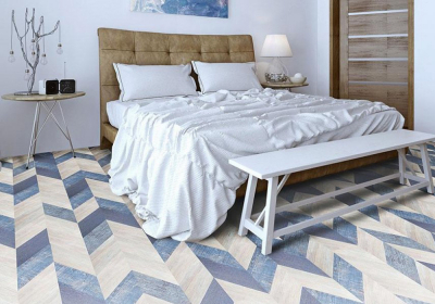 Пробковый пол Corkstyle Chevron blue